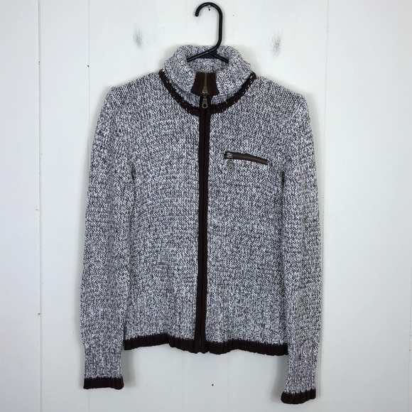 Cherokee Full Zip Knit Speckled Turtleneck Sweater Sz S - Picture 3 of 10